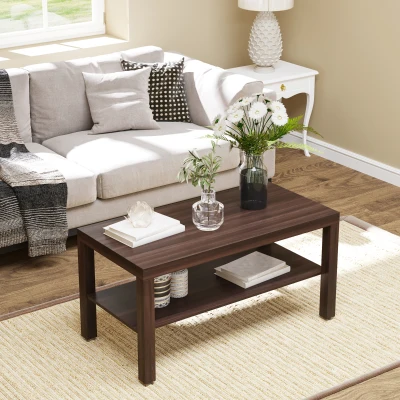 HOMCOM Tavolino da salotto 90cm x 45cm x 44.5cm Noce