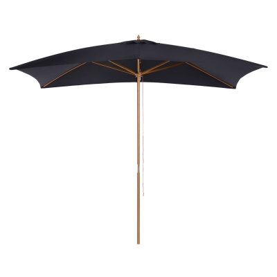 Outsunny Wooden Garden Parasol Black 2x3m Outdoor Canopy