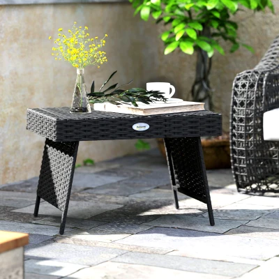 Rattan Side Table 60cm x 41cm x 41cm Black