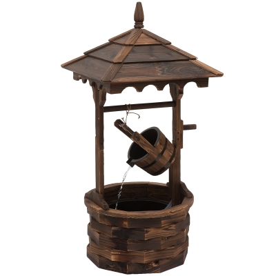 Outsunny Wooden Wishing Well Fountain Rustic Garden Décor