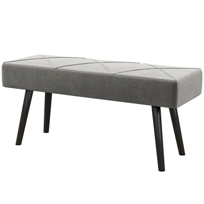 HOMCOM Banc Velours/Acier Gris 100x36x45cm