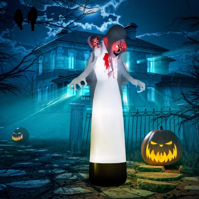 Outsunny Inflatable Three-Headed Ghost 8.9ft Halloween