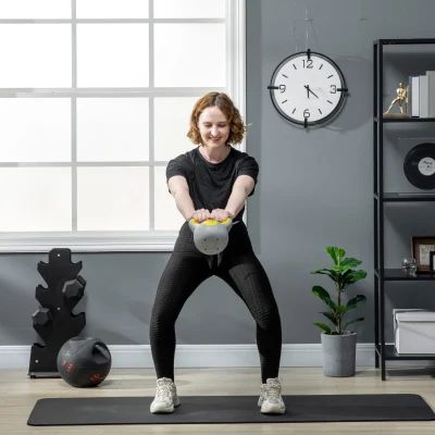SPORTNOW Kettlebell 4kg Giallo in PU con Base Piatta e Impugnatura