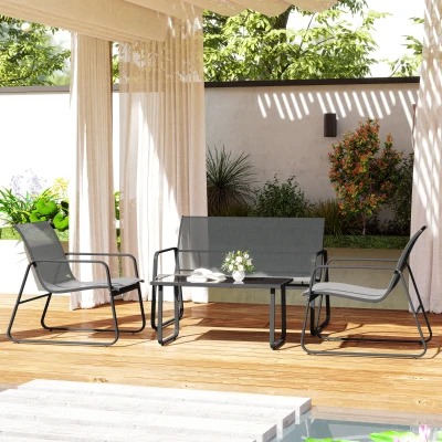 Outsunny 4-Piece Patio Sofa Set Light Grey