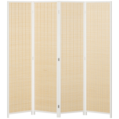 HOMCOM Paravent Bois 4 Panneaux 180x180cm Naturel Pliable