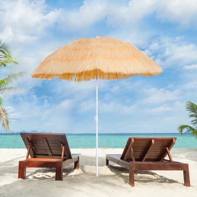 Outsunny - Sombrilla parasol beige inclinable reclinable playa jardin piscina camping