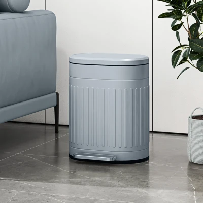 HOMCOM 20L Metal Kitchen Bin Soft-Close Lid Grey