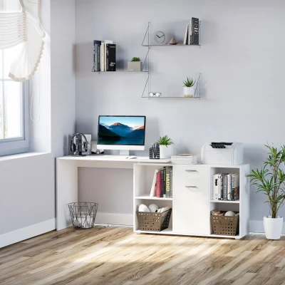 HOMCOM L-Shaped Computer Desk White 120x115cm