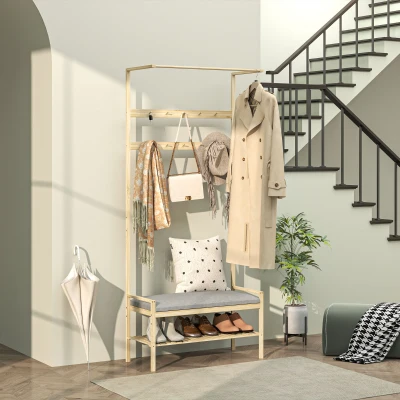 HOMCOM Porte-manteau avec Étagère à Chaussures et Coussin