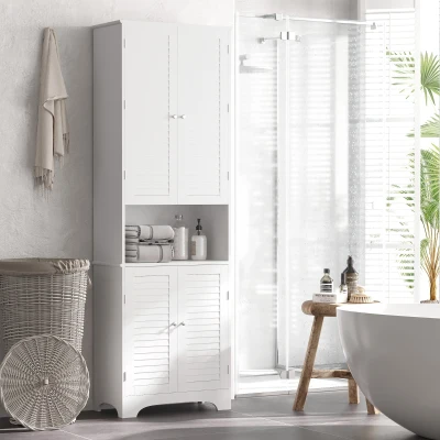 HOMCOM Tall Bathroom Cabinet White 60x30x182.5cm