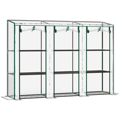 Outsunny Serre de Jardin 3 Niveaux 3 Portes 215x46x151cm Vert