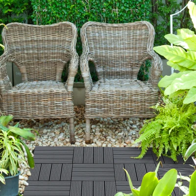 Outsunny Set de 11 Piezas Baldosas de Exterior 30x30 cm 1 m² Antideslizantes y Resistentes al Clima de Fácil Instalación Gris