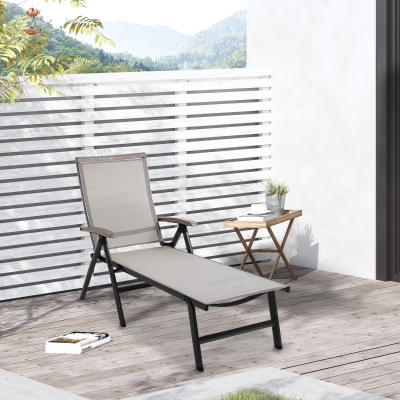 Outsunny Folding Sun Lounger Aluminium Brown 5-Position