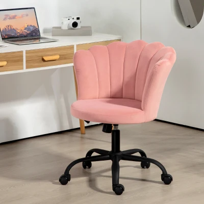 HOMCOM Sedia Ufficio Schienale a Petalo Senza Braccioli Rosa