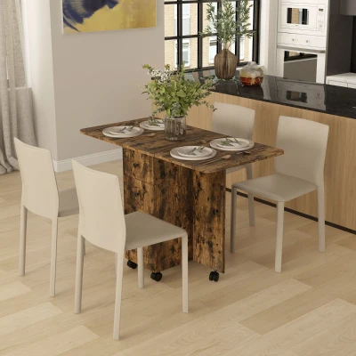 Folding Dining Table 120W x 60D x 76.5Hcm Rustic Brown