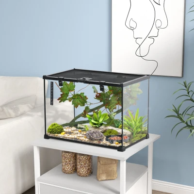 PawHut Glass Reptile Terrarium Heated 50x30x35cm Black