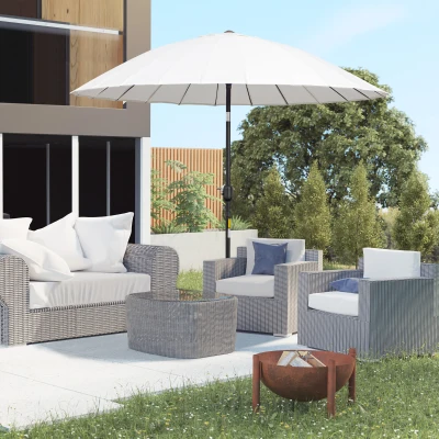 Outsunny Parasol Rond Crème Alu Polyester 2,6m