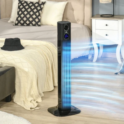 HOMCOM Ventilateur Colonne 70° Oscillant Noir Télécommande 45W