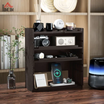 HOMCOM Four-Tier Desktop Organiser Dark Brown
