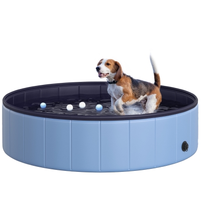 PawHut Foldable Dog Swimming Pool Blue Φ120 × 30H cm