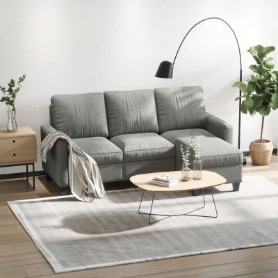 HOMCOM Divano angolare 197cm x 139cm x 91cm Grigio chiaro