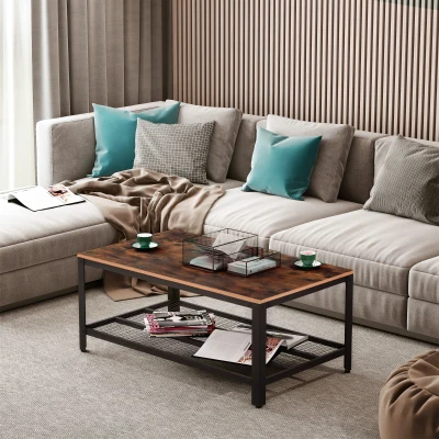HOMCOM Industrial Coffee Table Metal Frame 106x60cm