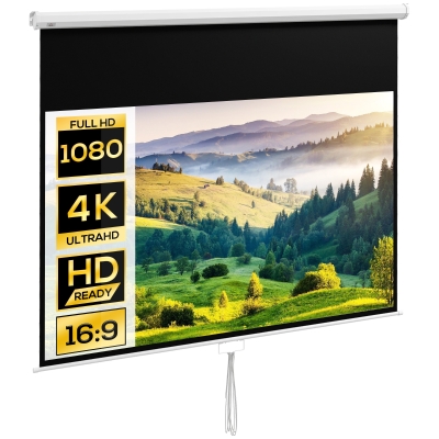 HOMCOM Telo Proiettore 100" 16:9 Fissaggio a Muro e Soffitto