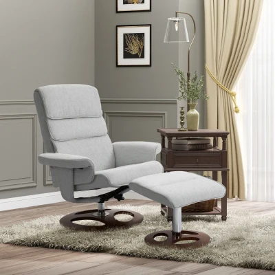 HOMCOM Recliner Chair Ottoman Set 360° Swivel Grey