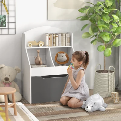 AIYAPLAY Libreria per Bambini a 2 Livelli e Cassetto Bianco