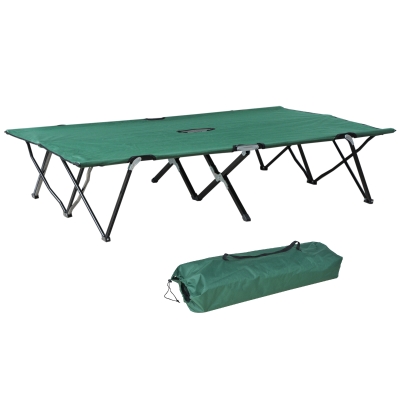 Outsunny Lit Camp Pliable 2 Pers 193x125cm Métal Vert