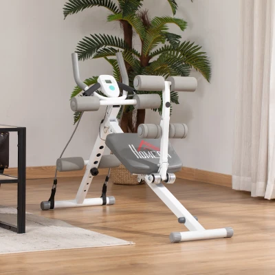 HOMCOM Adjustable Ab Trainer Sit-Up Bench with LCD Screen