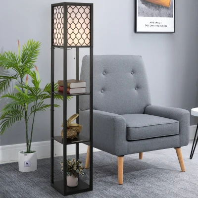 HOMCOM Lampada da terra 26cm x 26cm x 160cm Nero, bianco