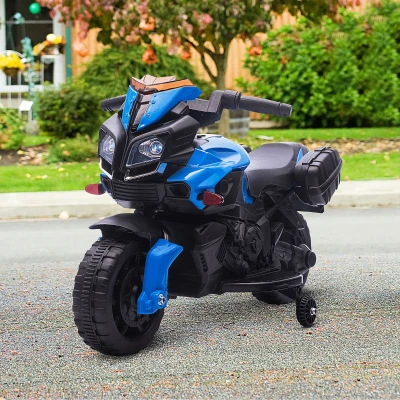 HOMCOM Moto Elettrica per Bambini 6V con Fari e Clacson Blu