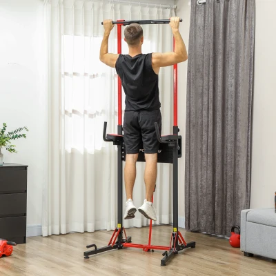SPORTNOW Chaise Romaine Pliable Acier Noir Rouge Maison Fitness
