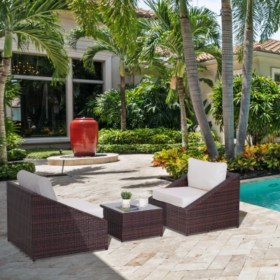 Outsunny Set Mobili da Giardino 75cm x 75cm x 65cm Marrone