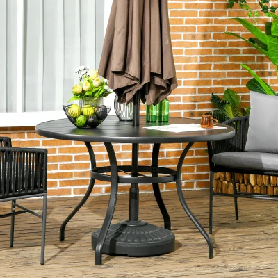 Outsunny Tavolo da Giardino Rotondo con Foro per Ombrellone