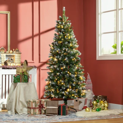 HOMCOM Sapin Artificiel 180cm 250 LED 703 Branches Vert