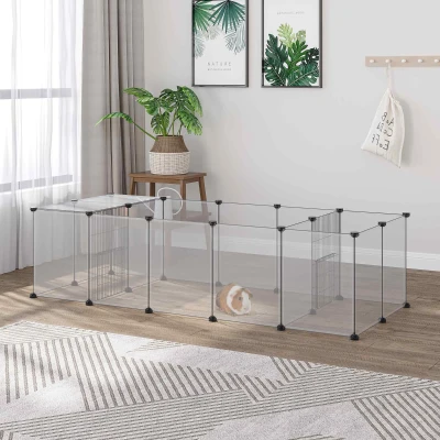 PawHut Enclos Petits Animaux 20 Panneaux Blanc 175x70cm