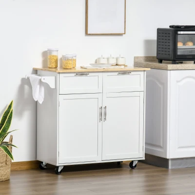 HOMCOM Carrello da cucina 104cm x 46cm x 91cm Bianco