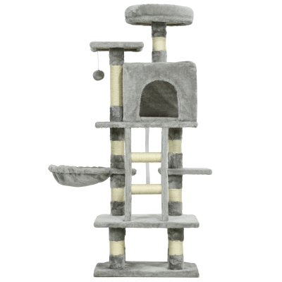 PawHut Arbre à Chats Griffoirs Niches Hamac Gris