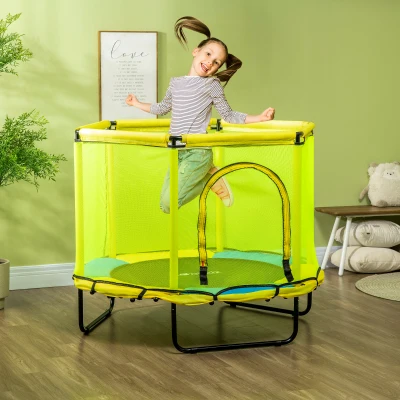 ZONEKIZ Kids Trampoline 140cm with Safety Net - Yellow