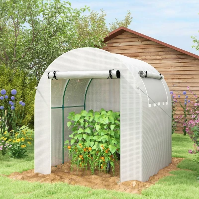 Outsunny Walk-in Greenhouse with Roll-up Window 1.8x1.8m White