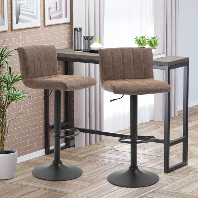 HOMCOM Swivel Barstools Set of 2 PU Leather Brown