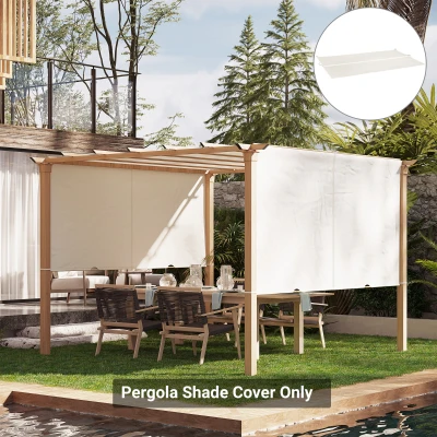 Outsunny Toile Pergola Rétractable Polyester Beige 5x2,4m