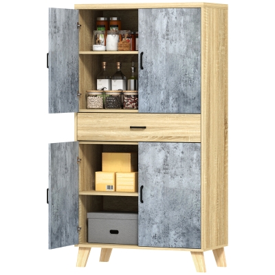 HOMCOM Armoire Cuisine avec Placards, Étagères et Tiroir