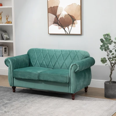 HOMCOM Divano a 2 posti 148cm x 72cm x 76cm Verde