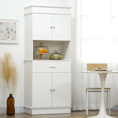 HOMCOM Buffet Cuisine Blanc Multi-Rangement 4 Portes Tiroir