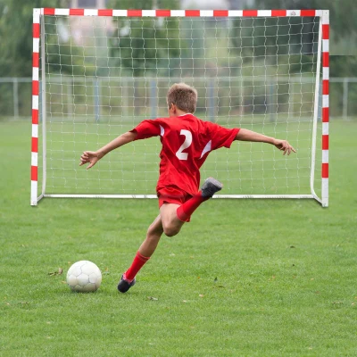 HOMCOM Rete da calcio 302cm x 83cm x 201cm Bianco, Rosso
