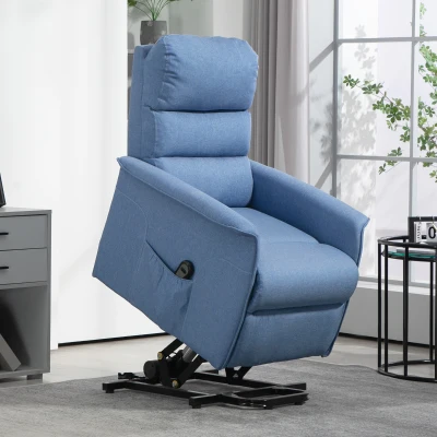 HOMCOM Fauteuil Releveur Électrique Inclinable Bleu Chiné