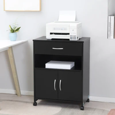 Vinsetto Mobile Printer Stand Cabinet Black 60x39x80cm